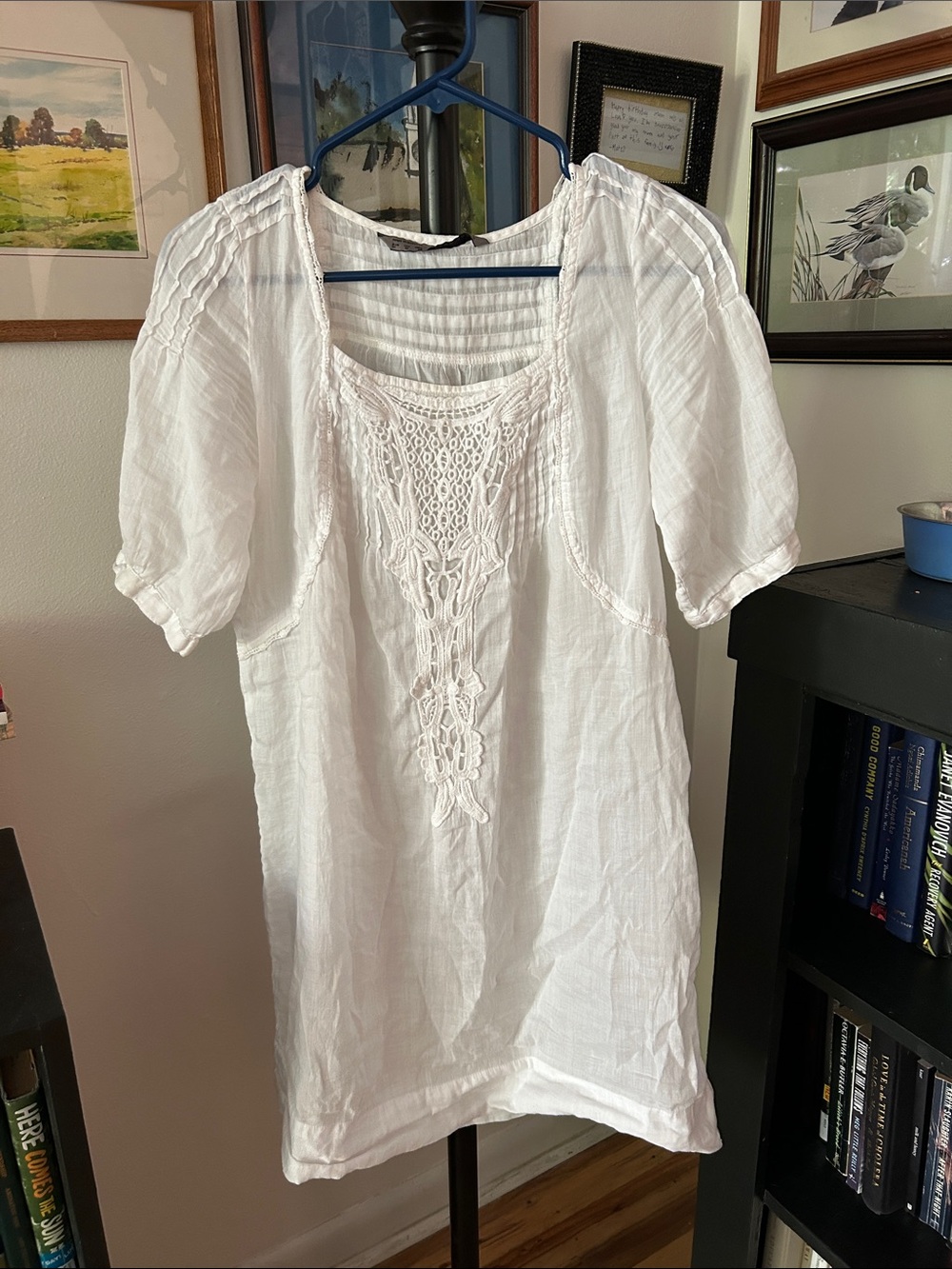 Zara White Embroidered Sheer Cotton dress